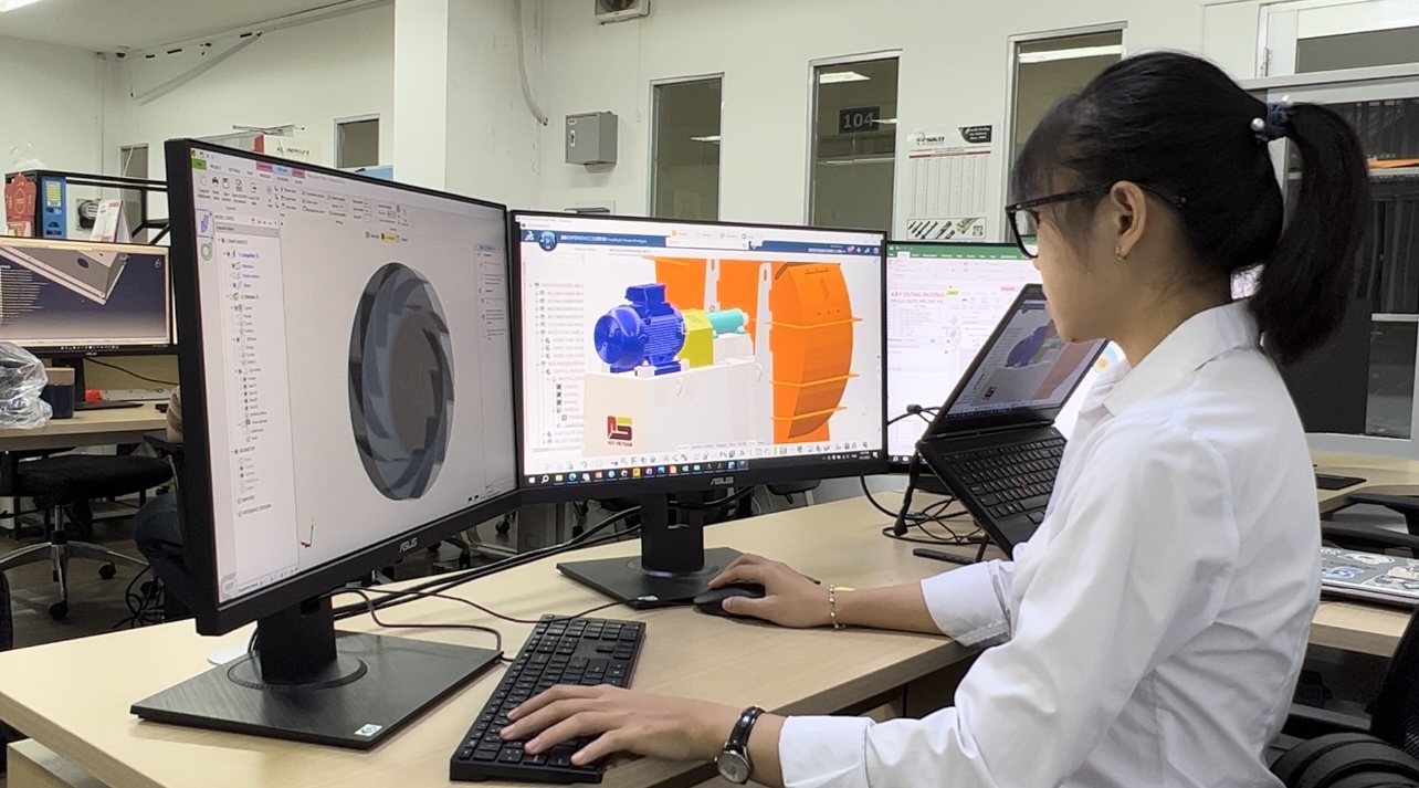 Kỹ sư AES thiết kế cụm quạt & gối đỡ trục trên phần mềm CAD/CAE