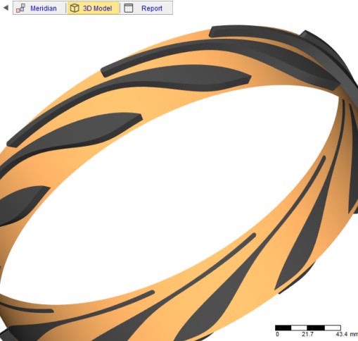 Mô hình 3D vành stato hướng trục thiết kế trên CFturbo